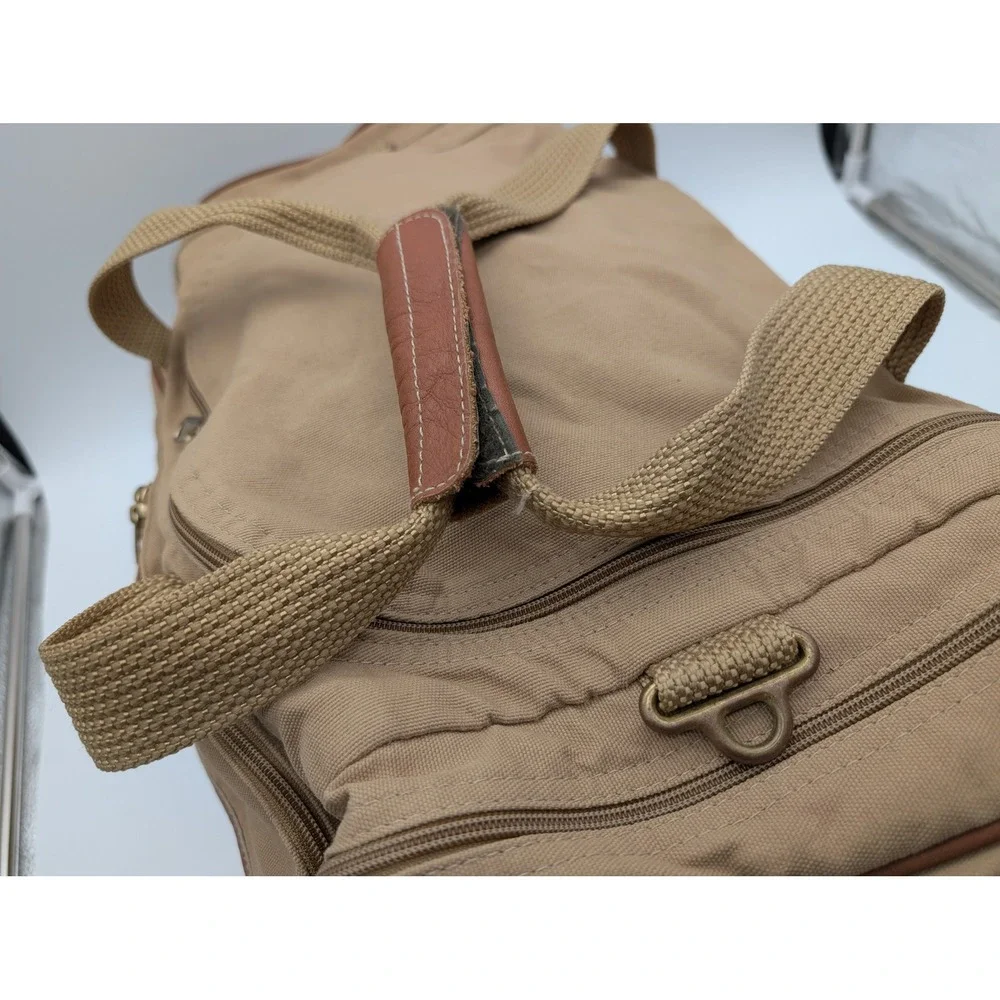 Vintage Ford Edition Eddie Bauer Duffle Bag Canvas Tan Weekender Military